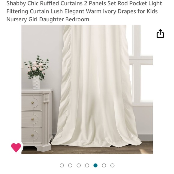 Cream ruffle curtains 84in Long - Picture 2 of 3